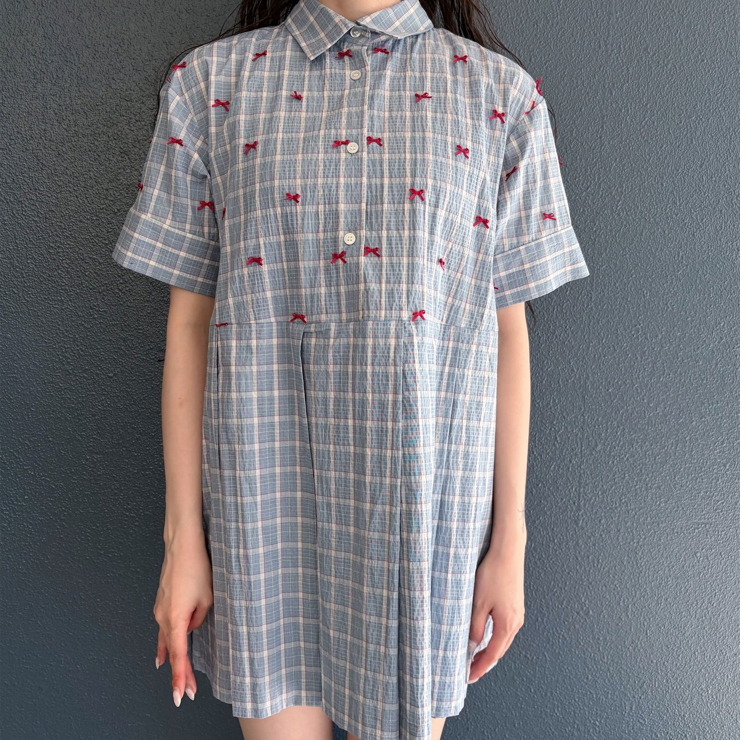 MINI RIBBON DRESS / BLUE / ミニリボンドレス