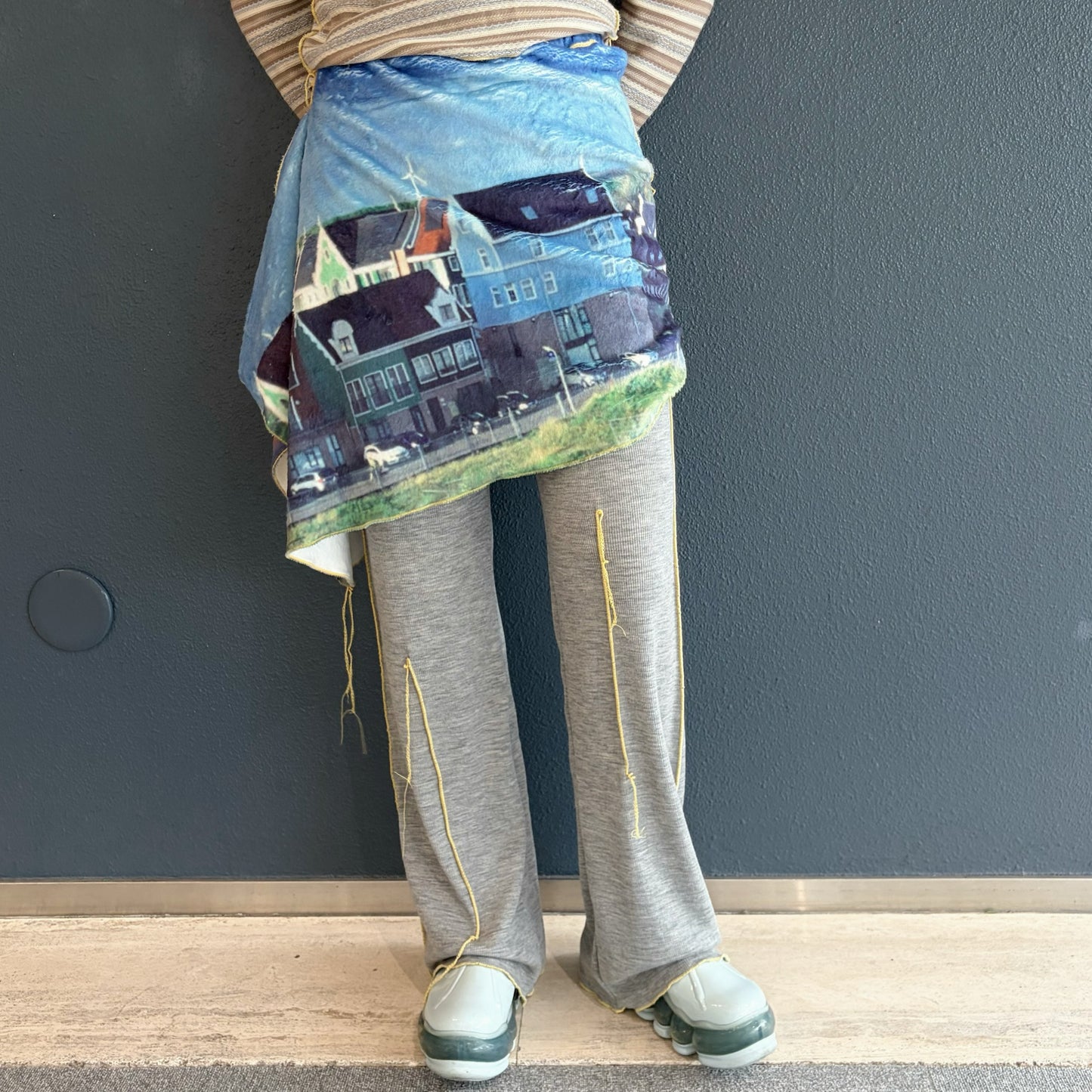 print fur pants with skirt / house / プリントファー スカート付きパンツ