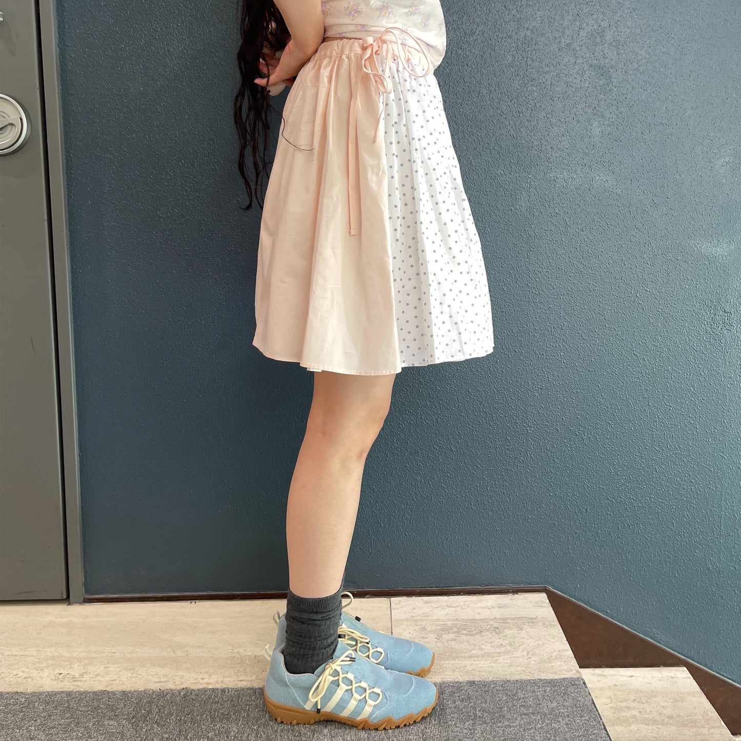 [F.E.E.S] half pattern cotton skirt / pink / ハーフパターンコットンスカート