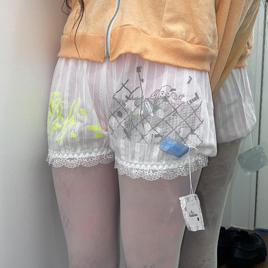 【SHEEP SOUVENIR】sheep pants / gray x yellow / レースパンツ