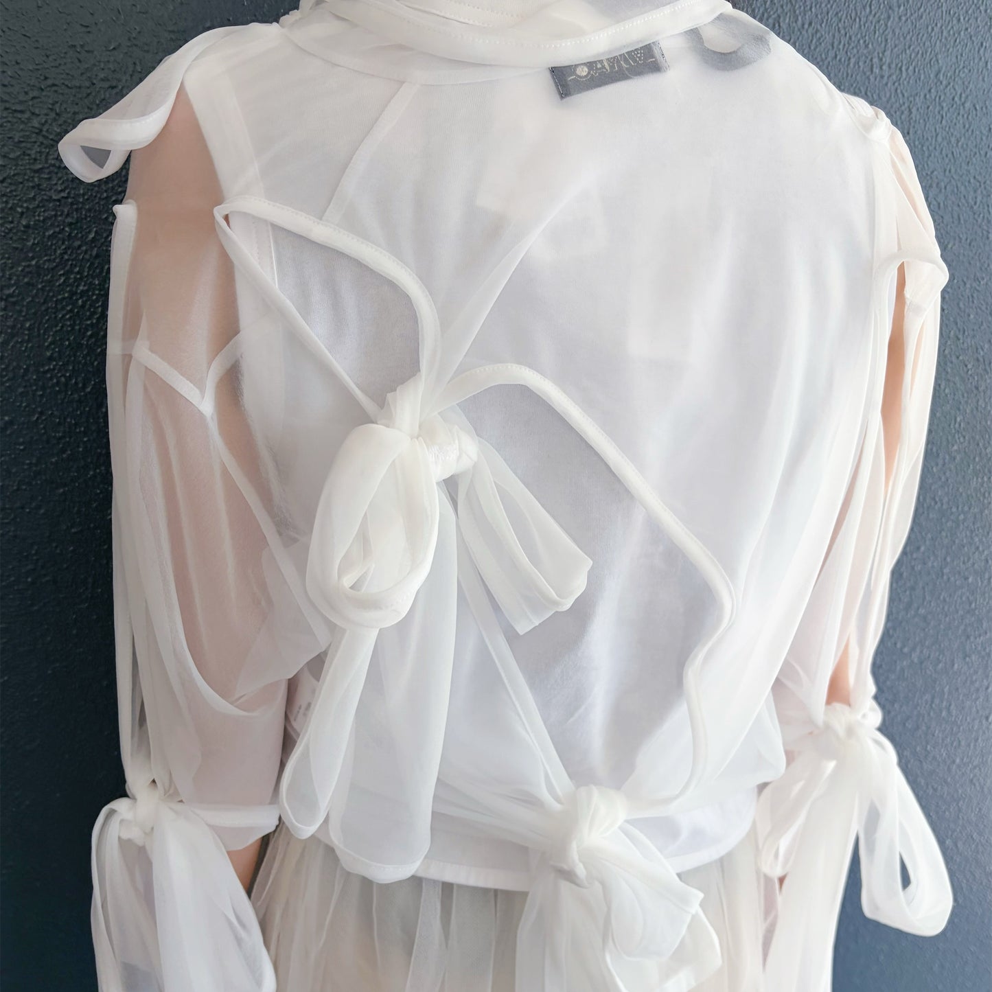 Sheer ribbon top / White / シアーリボントップ