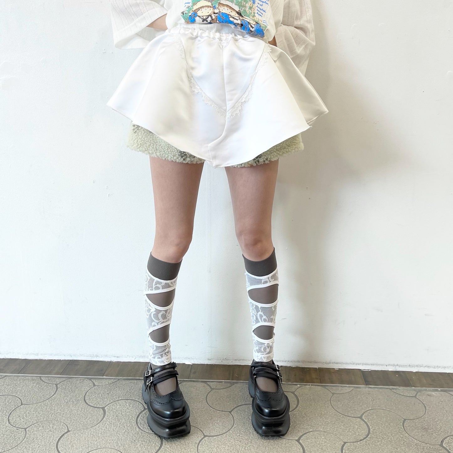 SATIN PANTY SKIRT / WHITE / サテンスカート