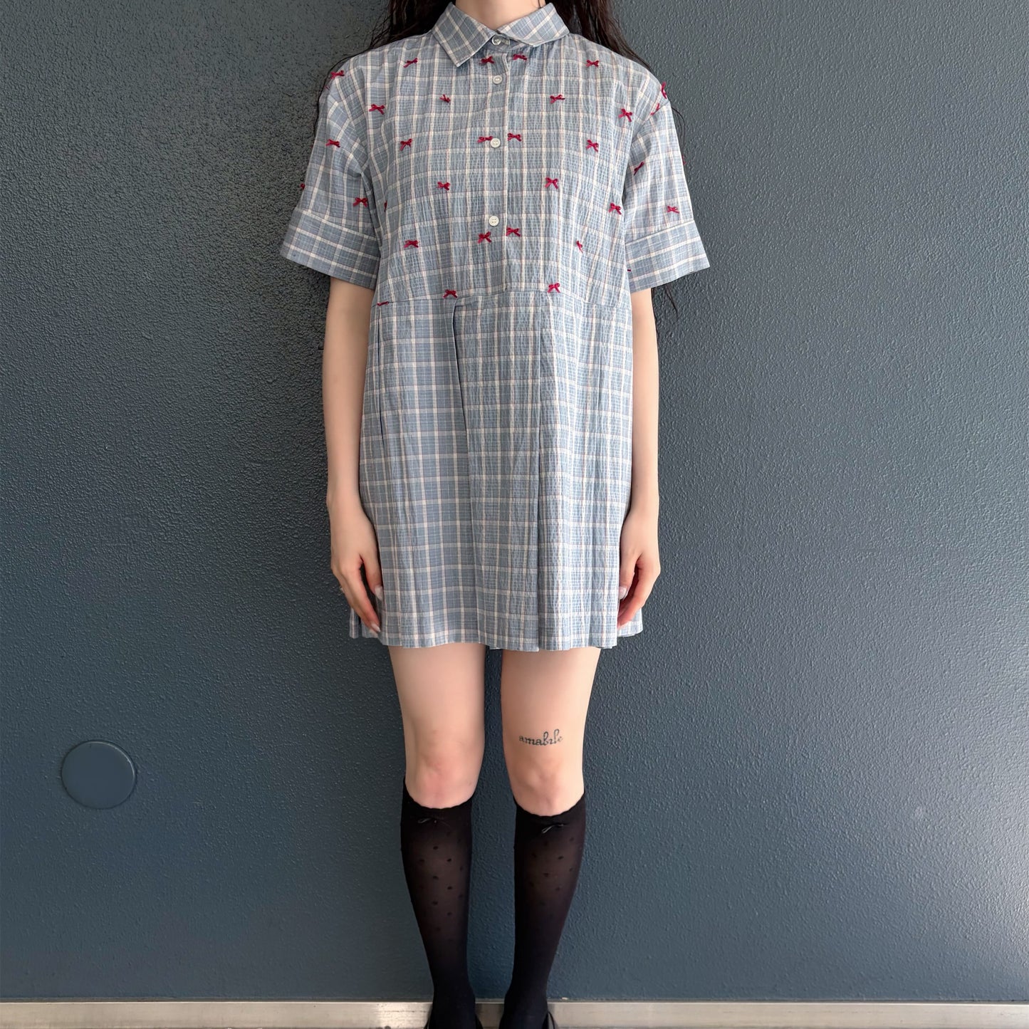 MINI RIBBON DRESS / BLUE / ミニリボンドレス