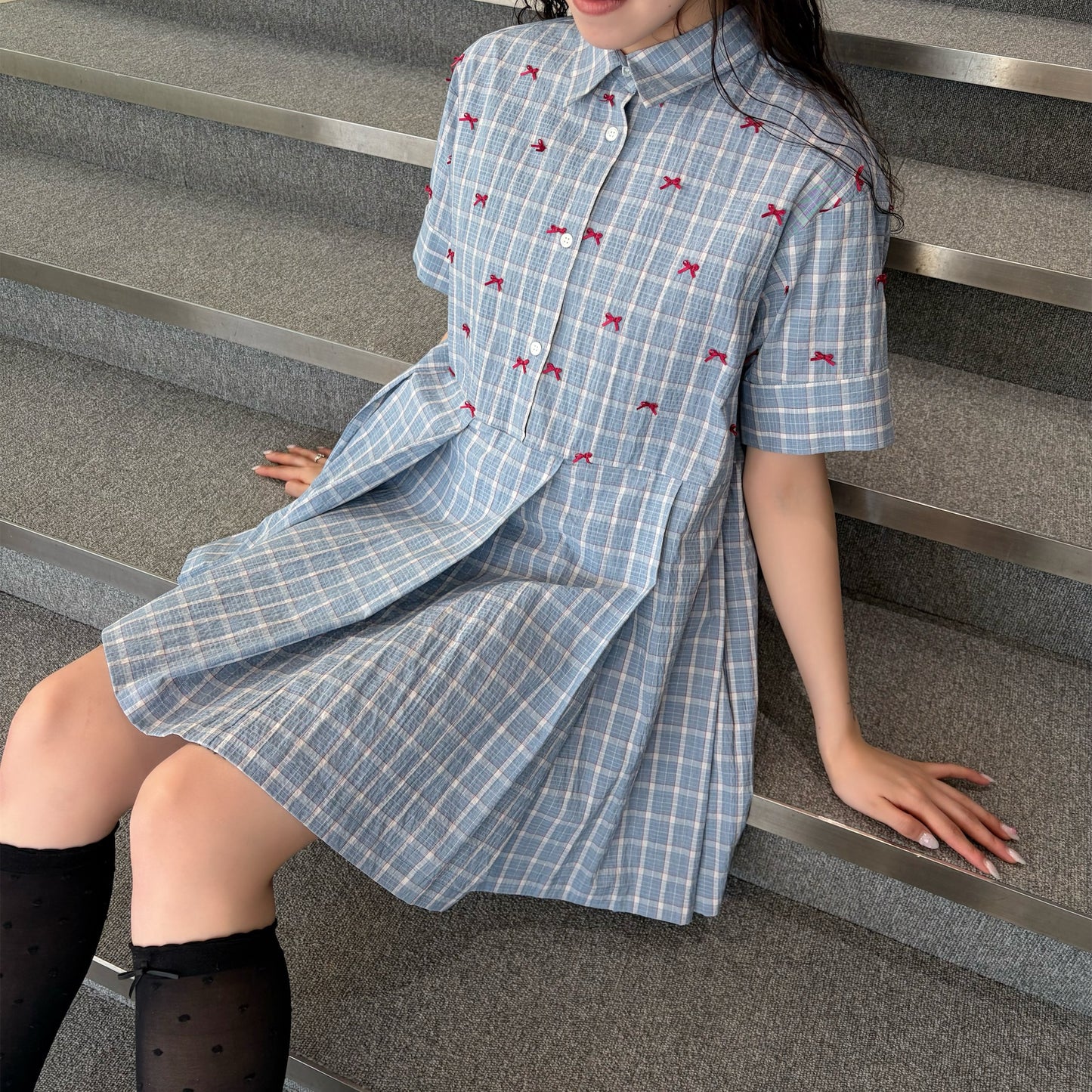 MINI RIBBON DRESS / BLUE / ミニリボンドレス