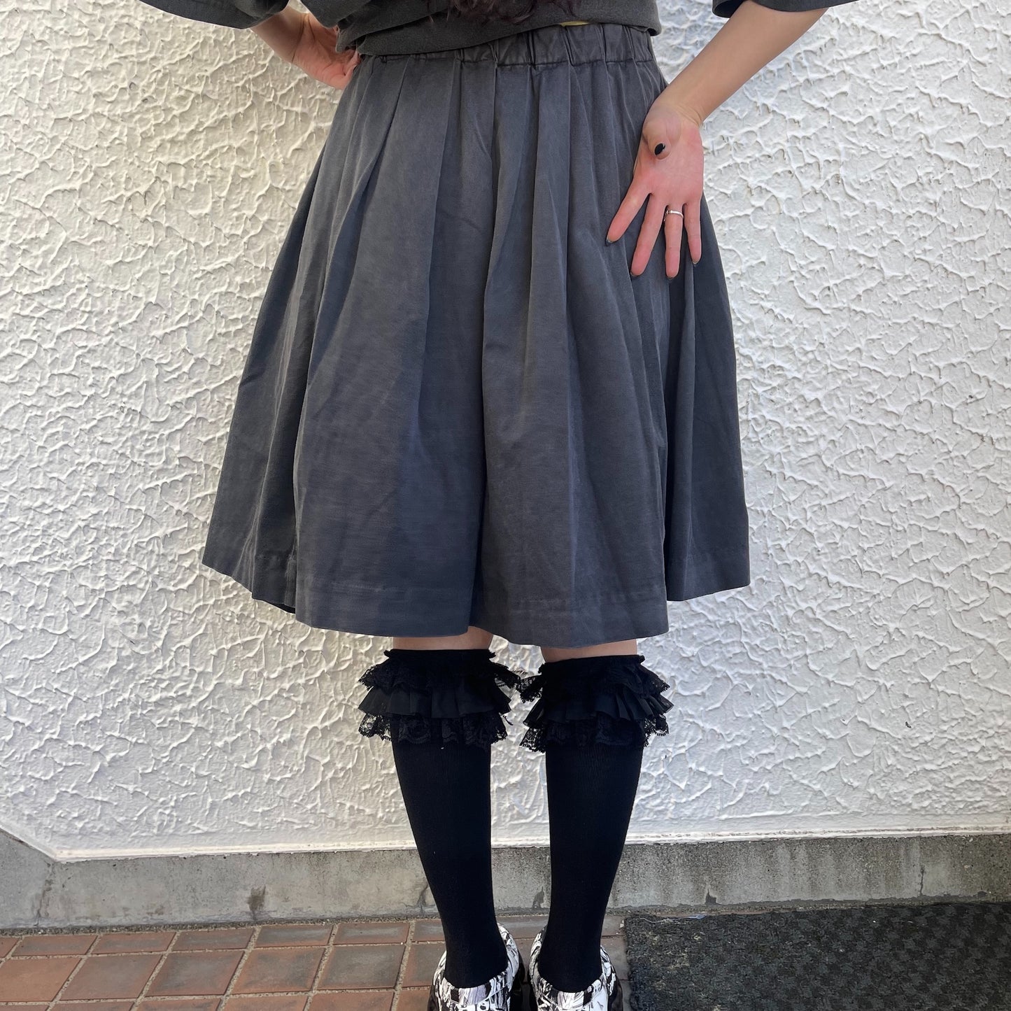 TOMIE WASHED PLEASTS SKIRT / BLACK / 伊藤潤二『富江』コラボレーション