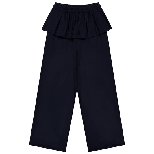 PLEATS OVER WOOL PANTS / DARK NAVY / プリーツウールパンツ