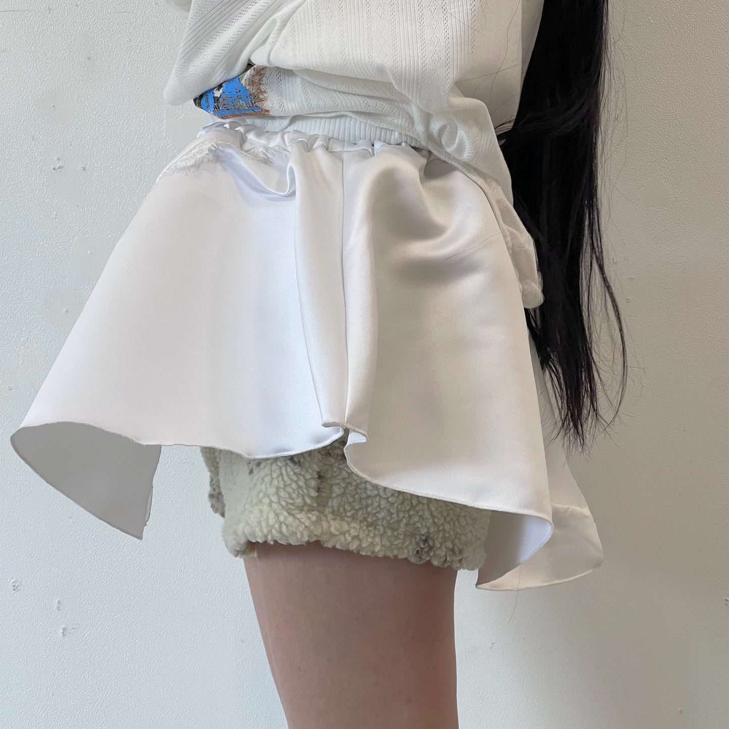 SATIN PANTY SKIRT / WHITE / サテンスカート