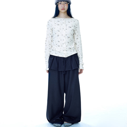 PLEATS OVER WOOL PANTS / DARK NAVY / プリーツウールパンツ