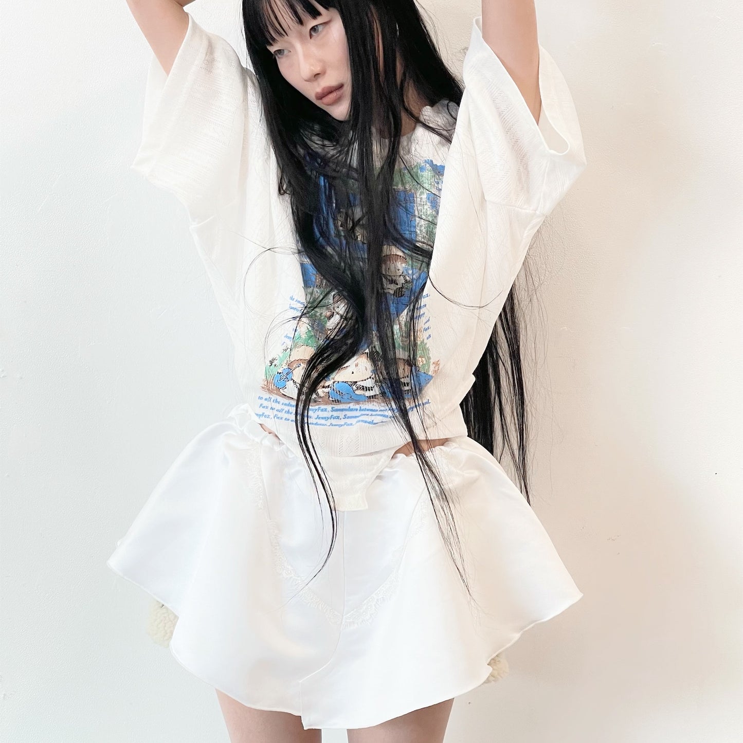 SATIN PANTY SKIRT / WHITE / サテンスカート