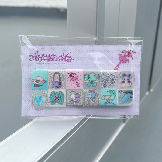 【alldollscode】badge（rectangle/ silver glitter ）/ バッジ