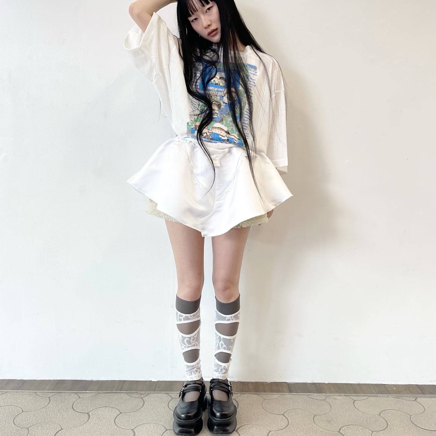 SATIN PANTY SKIRT / WHITE / サテンスカート