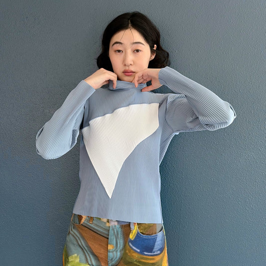 todo WAVE TOP *LONG SLEEVE HIGH NECK REGULAR / SODA / ハイネックプリーツトップ