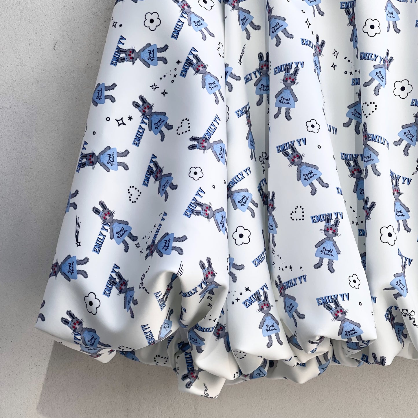 Little bunnies balloon skirt / Blue / プリントバルーンスカート