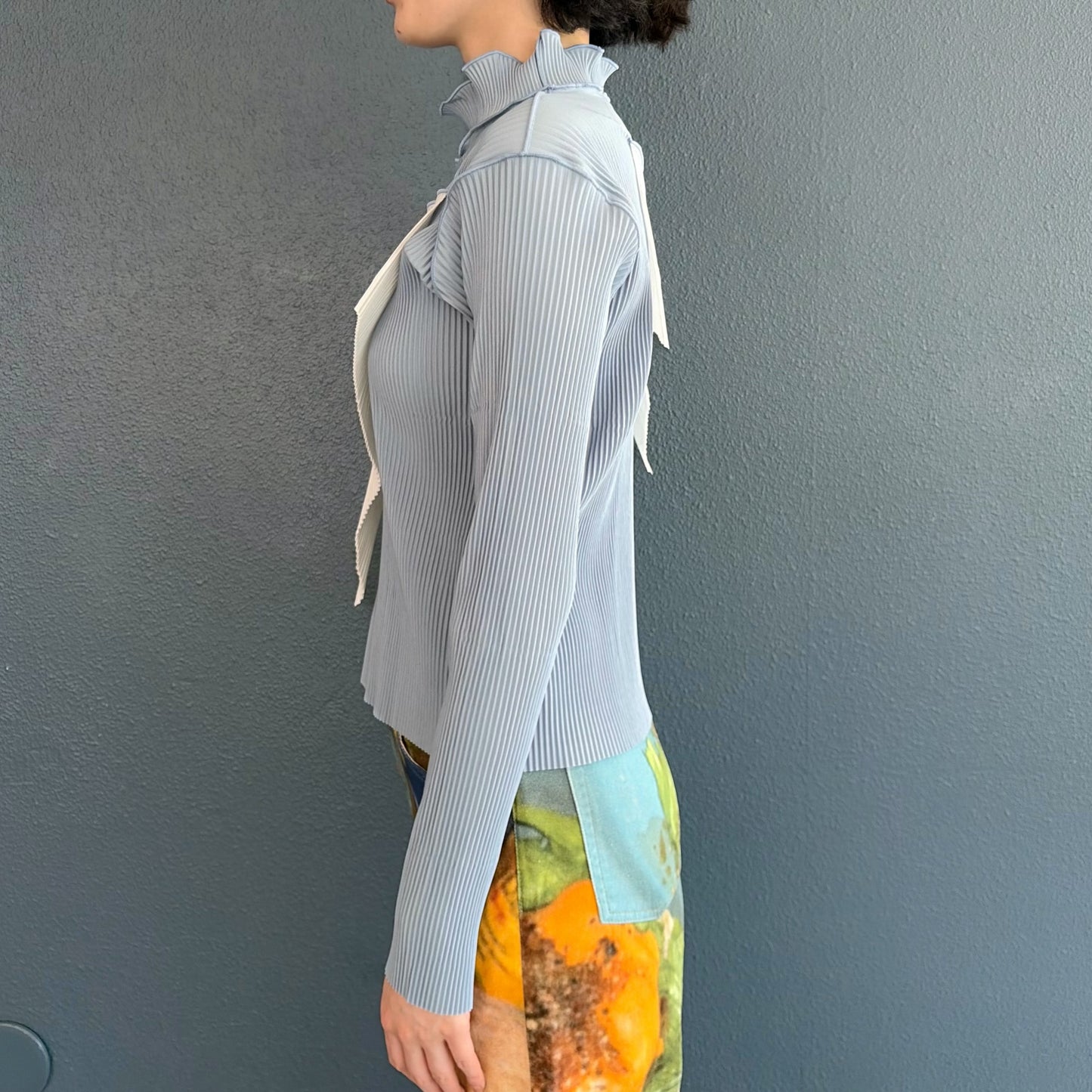 todo WAVE TOP *LONG SLEEVE HIGH NECK REGULAR / SODA / ハイネックプリーツトップ