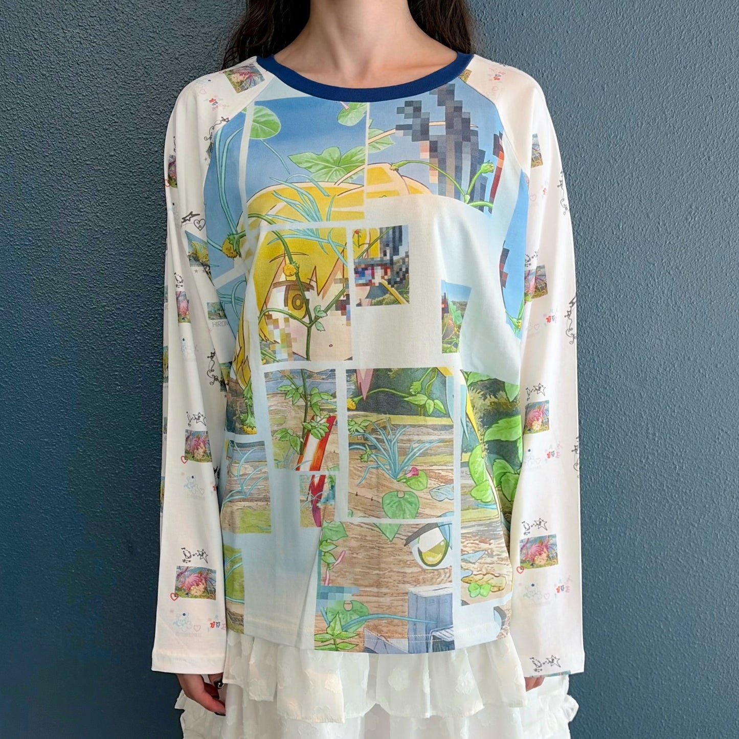 HIROMI X TSW Raglan Top / Blue / ラグランプリントトップ