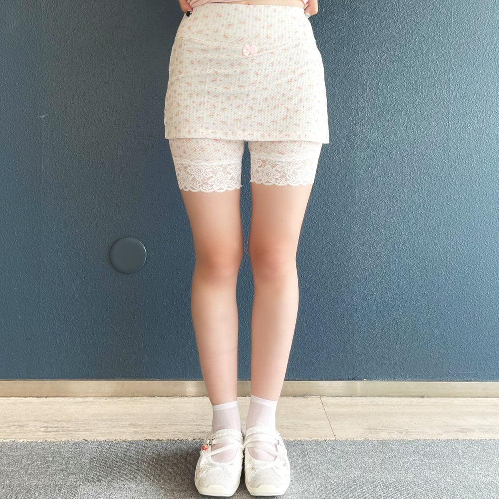 [fa.er.ie] flower jacquard skirt pants / sky blue / フラワージャガードスカートパンツ