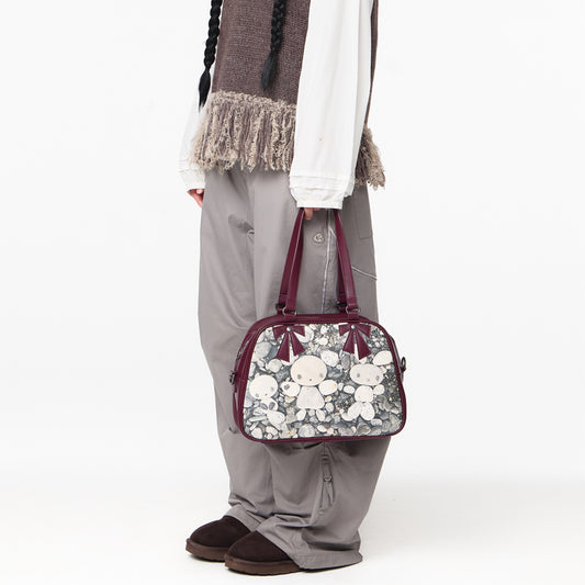 PEBBLE FRIENDS RIBBON BAG / PLUM RED / tejiコラボレーションバッグ