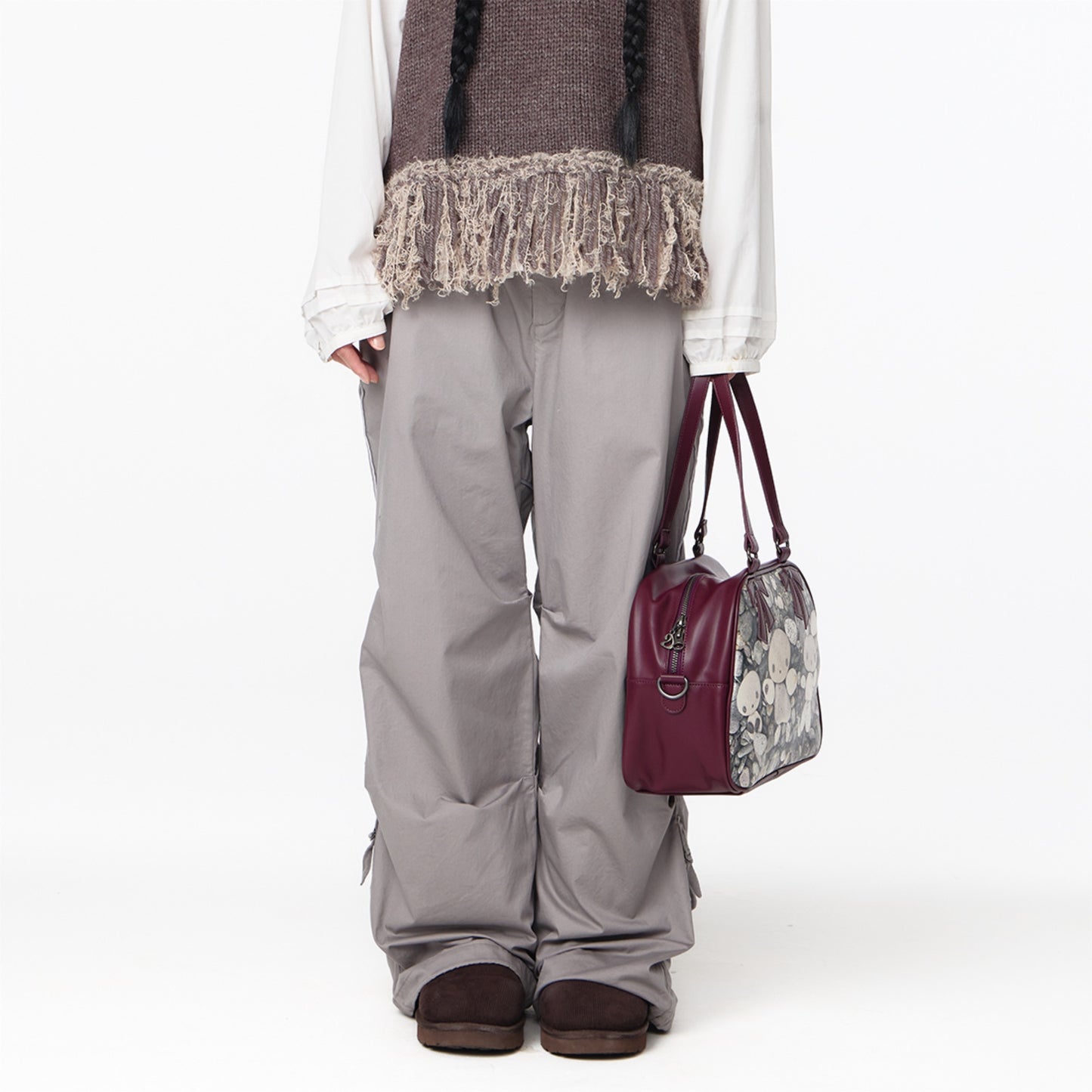 PEBBLE FRIENDS RIBBON BAG / PLUM RED / tejiコラボレーションバッグ