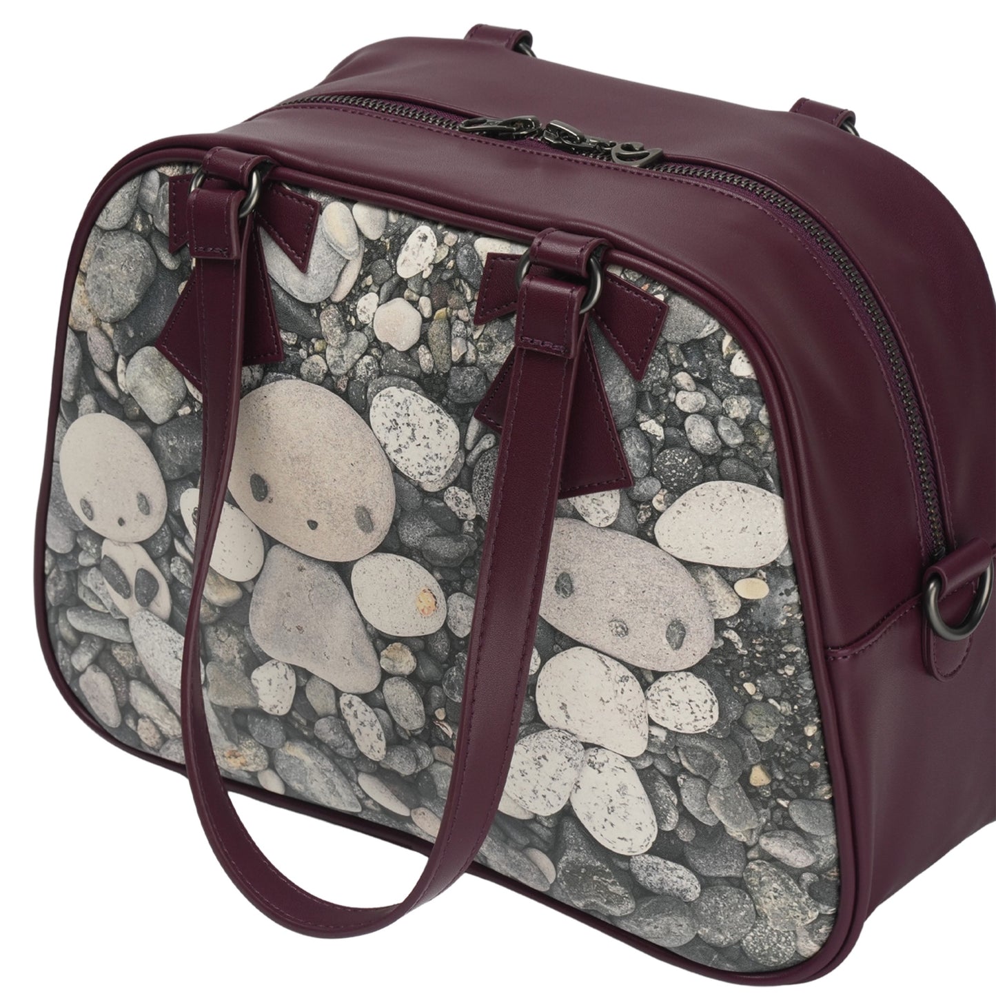 PEBBLE FRIENDS RIBBON BAG / PLUM RED / tejiコラボレーションバッグ