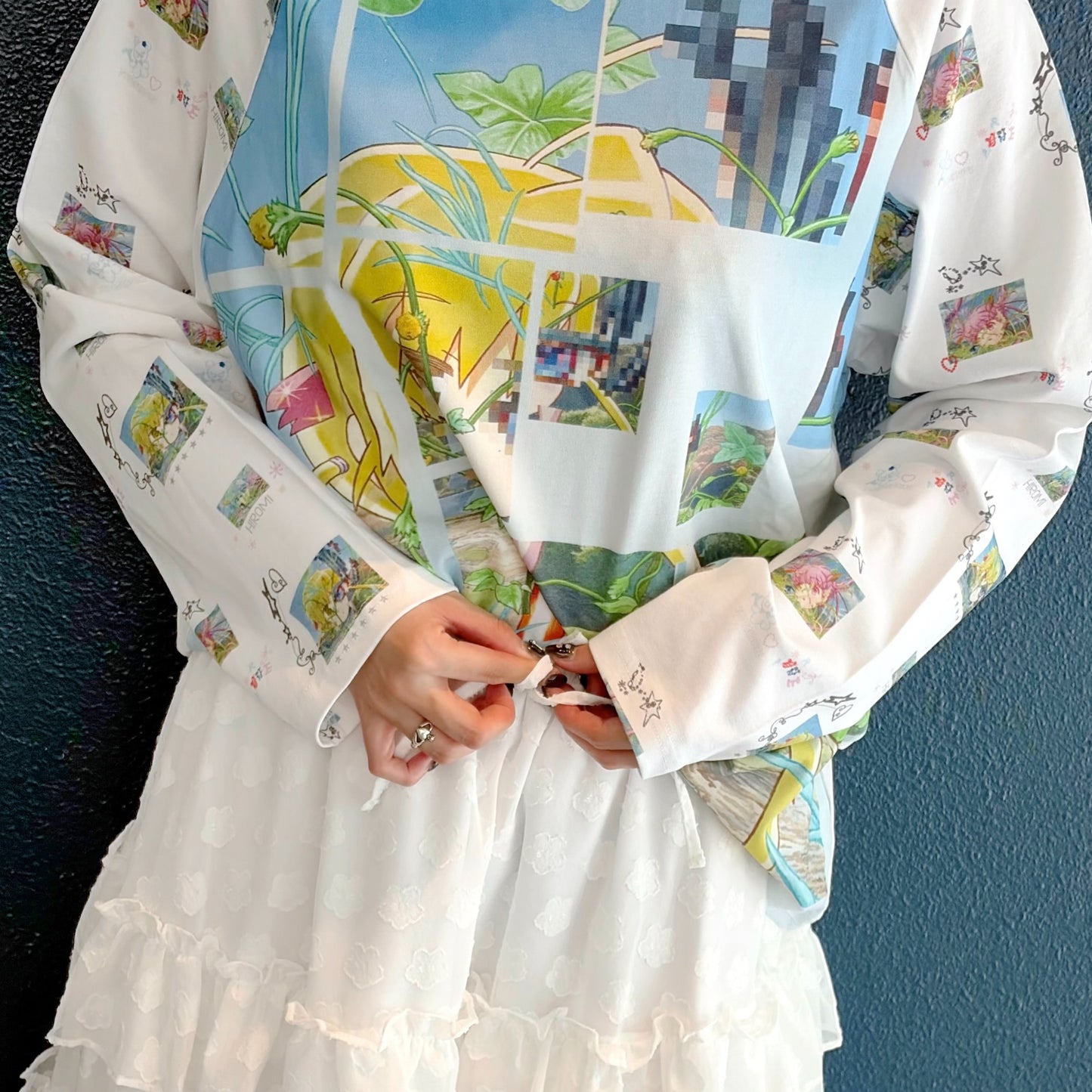 HIROMI X TSW Raglan Top / Blue / ラグランプリントトップ