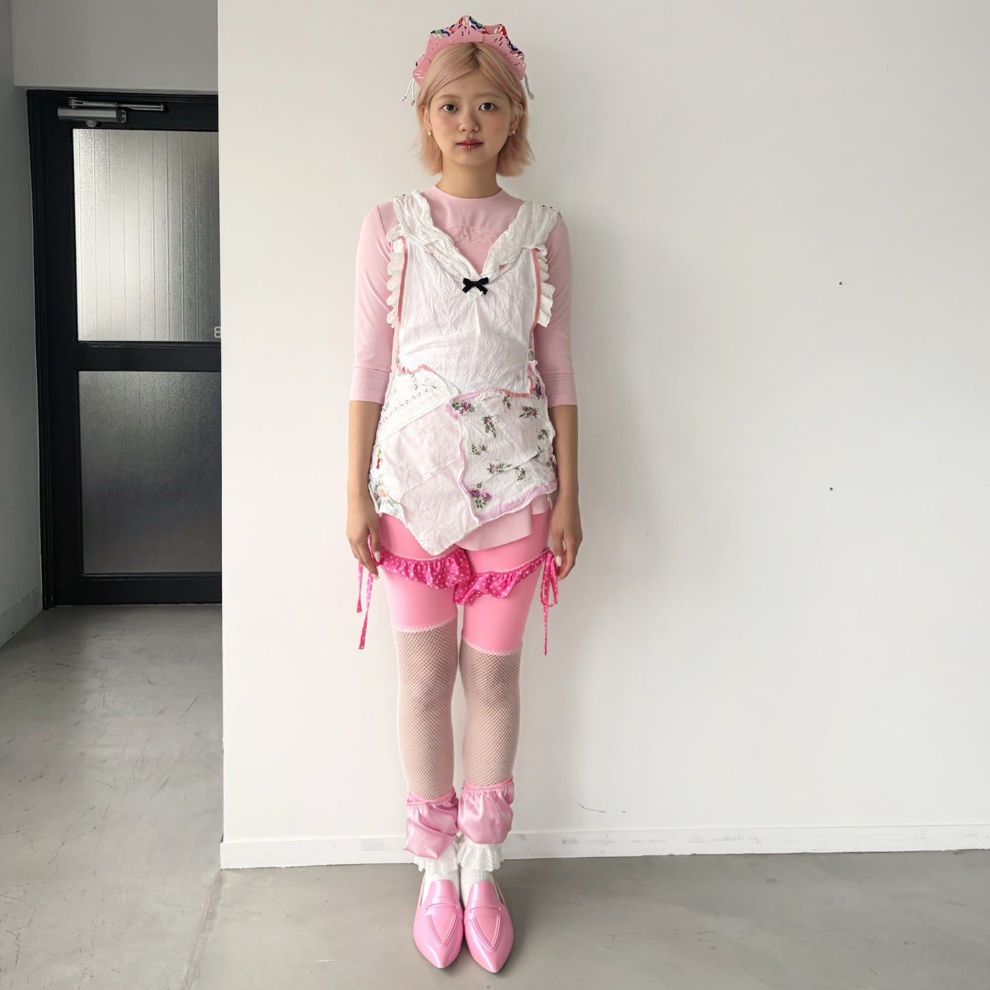 TOP MADE WITH ANTIQUE TISSUES, MINI SAILOR COLLAR AND OPEN BACK / MULTI / アンティークハンカチドレス