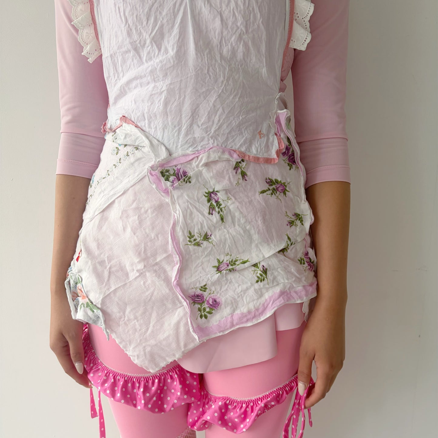 TOP MADE WITH ANTIQUE TISSUES, MINI SAILOR COLLAR AND OPEN BACK / MULTI / アンティークハンカチドレス