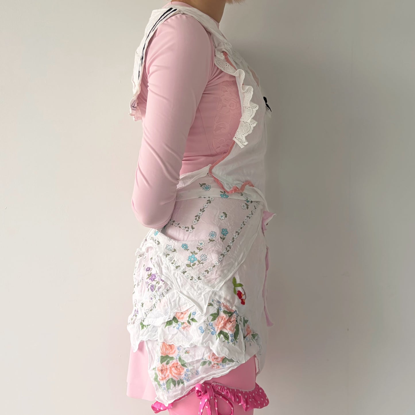 TOP MADE WITH ANTIQUE TISSUES, MINI SAILOR COLLAR AND OPEN BACK / MULTI / アンティークハンカチドレス