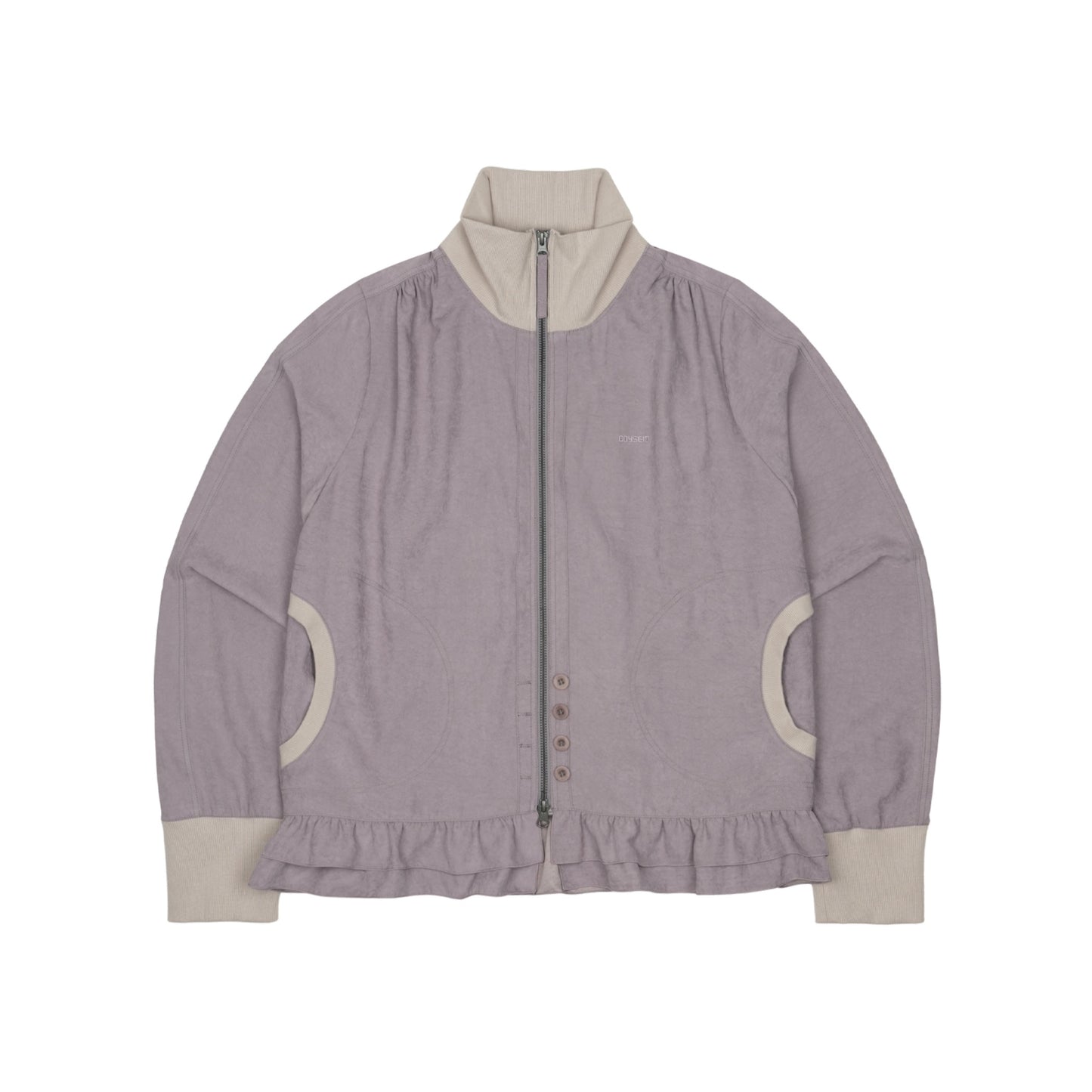 TONE-MIX SHIRRING HEM JACKET / ASH PINK / シャーリングジャケット