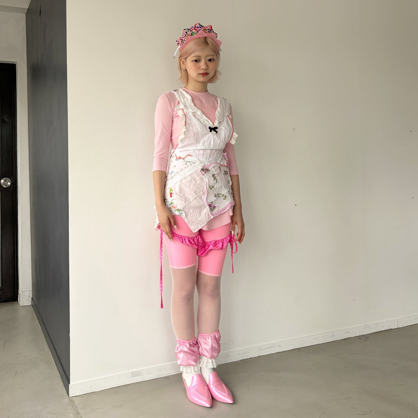 TOP MADE WITH ANTIQUE TISSUES, MINI SAILOR COLLAR AND OPEN BACK / MULTI / アンティークハンカチドレス