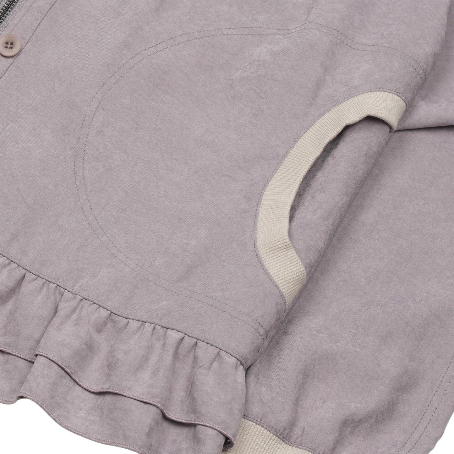 TONE-MIX SHIRRING HEM JACKET / ASH PINK / シャーリングジャケット