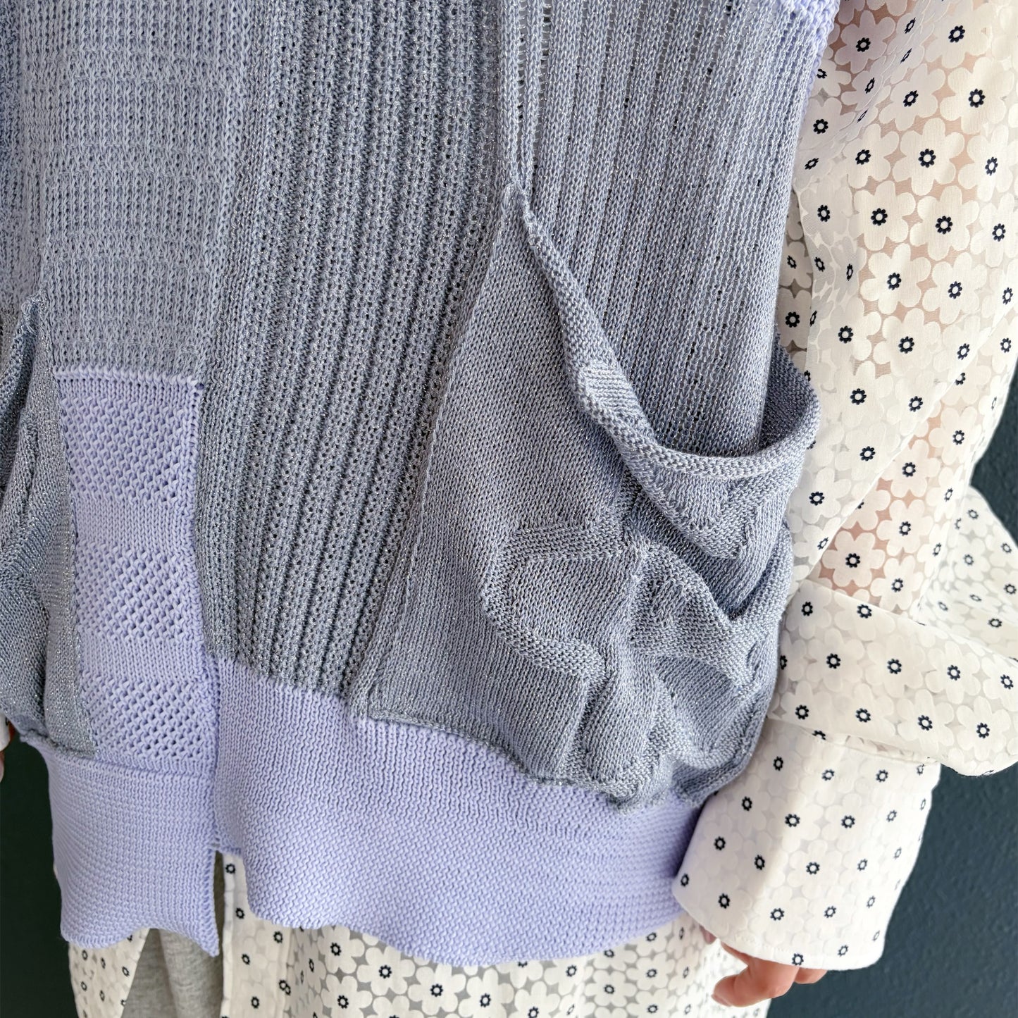 MIXED-KNIT VEST_REFLECTIVE RIB / BLUE / リフレクターニットベスト