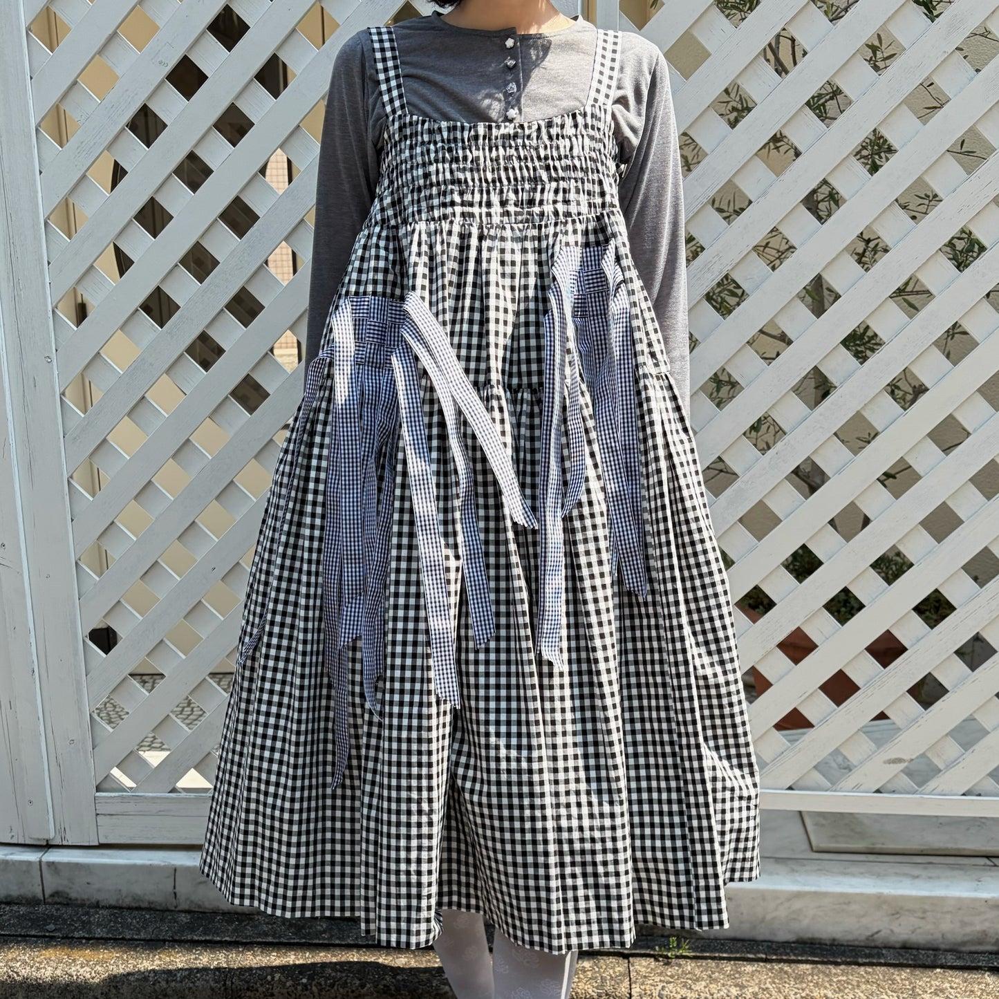 【SHEEP LIMITED】ribbon medley dress skirt / GINGHAM CHECK / リボンドレススカート