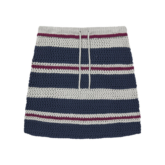 STRIPE LAYERED KNIT SKIRT / GREY / ストライプレイヤードニットスカート