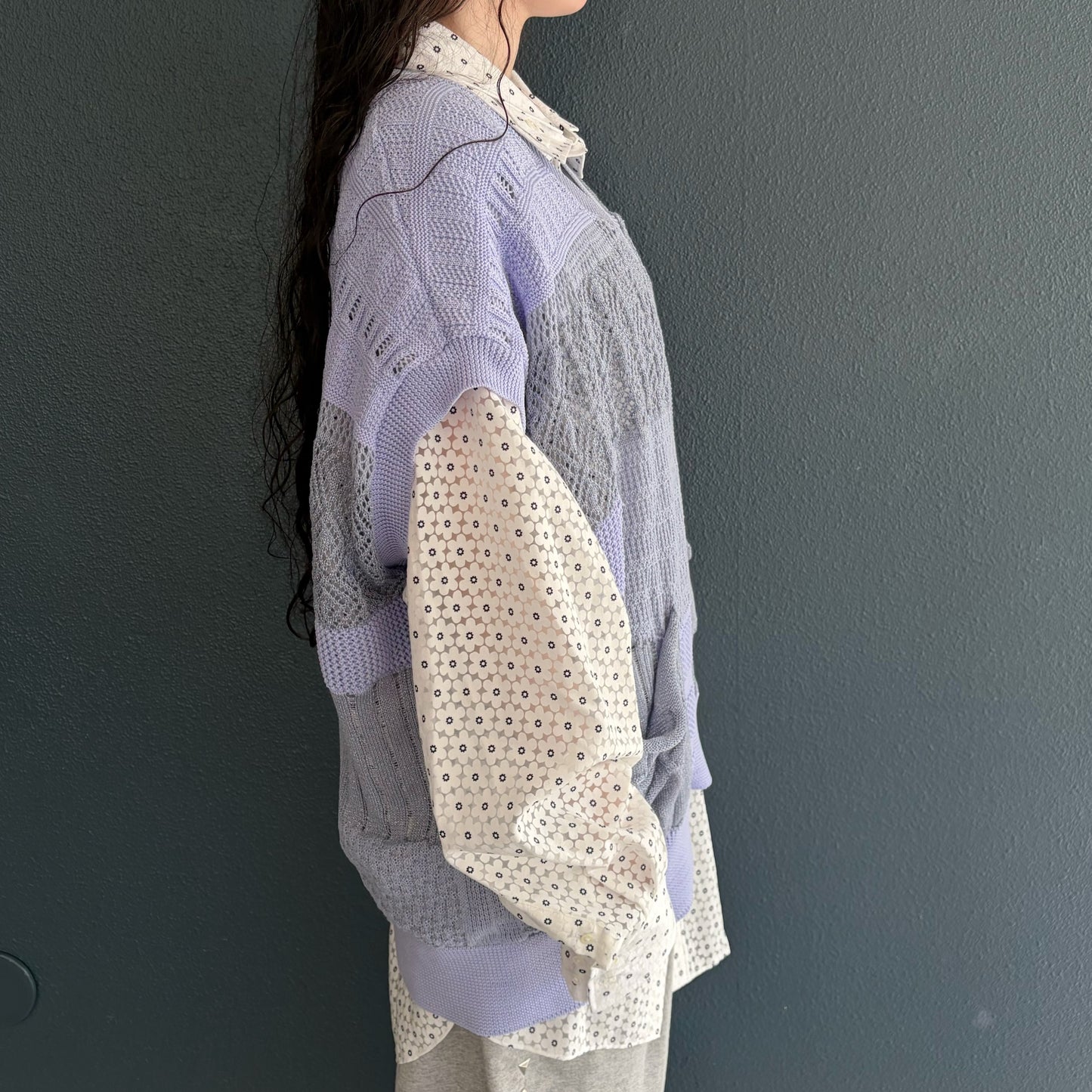 MIXED-KNIT VEST_REFLECTIVE RIB / BLUE / リフレクターニットベスト