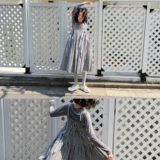 【SHEEP LIMITED】ribbon medley dress skirt / GINGHAM CHECK / リボンドレススカート