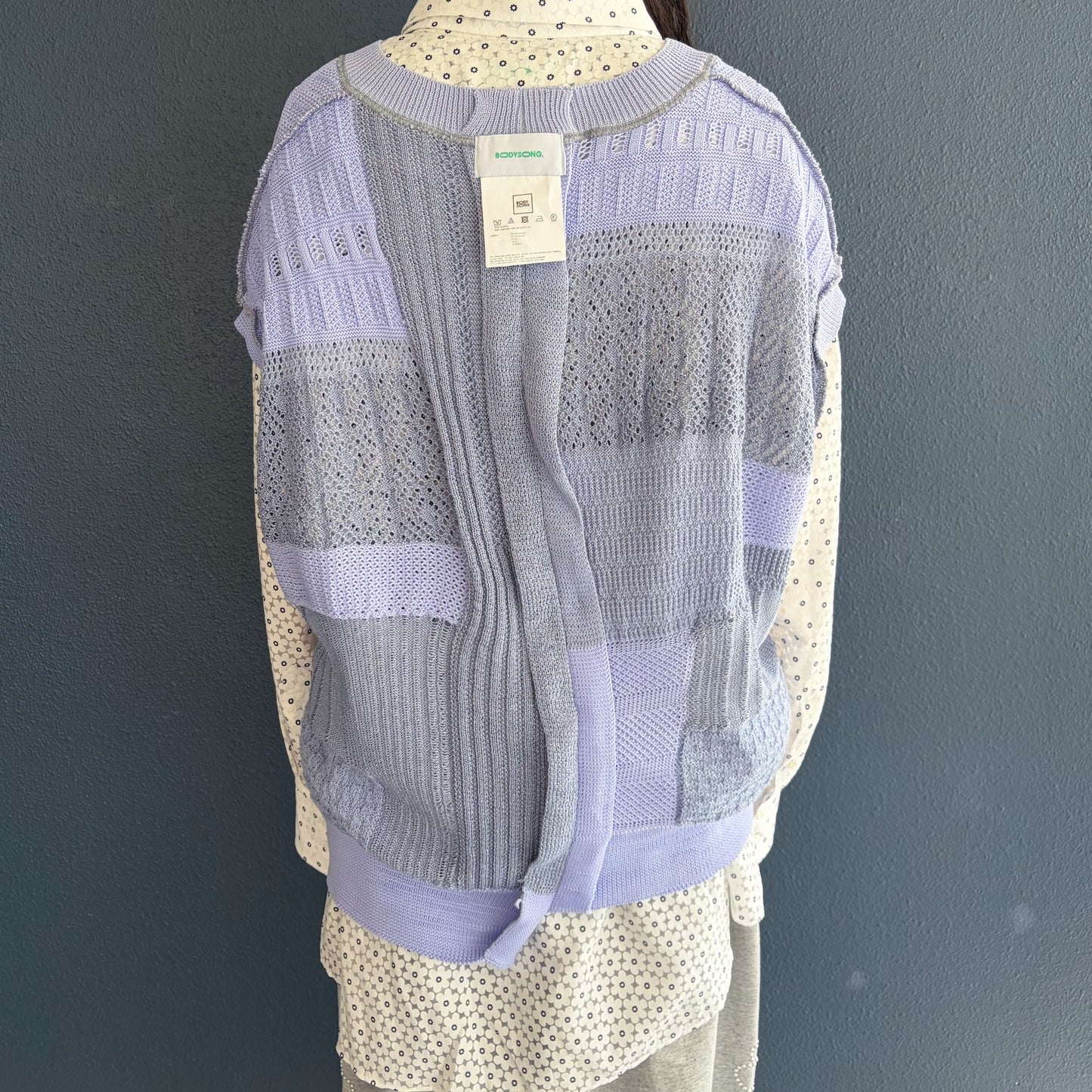 MIXED-KNIT VEST_REFLECTIVE RIB / BLUE / リフレクターニットベスト