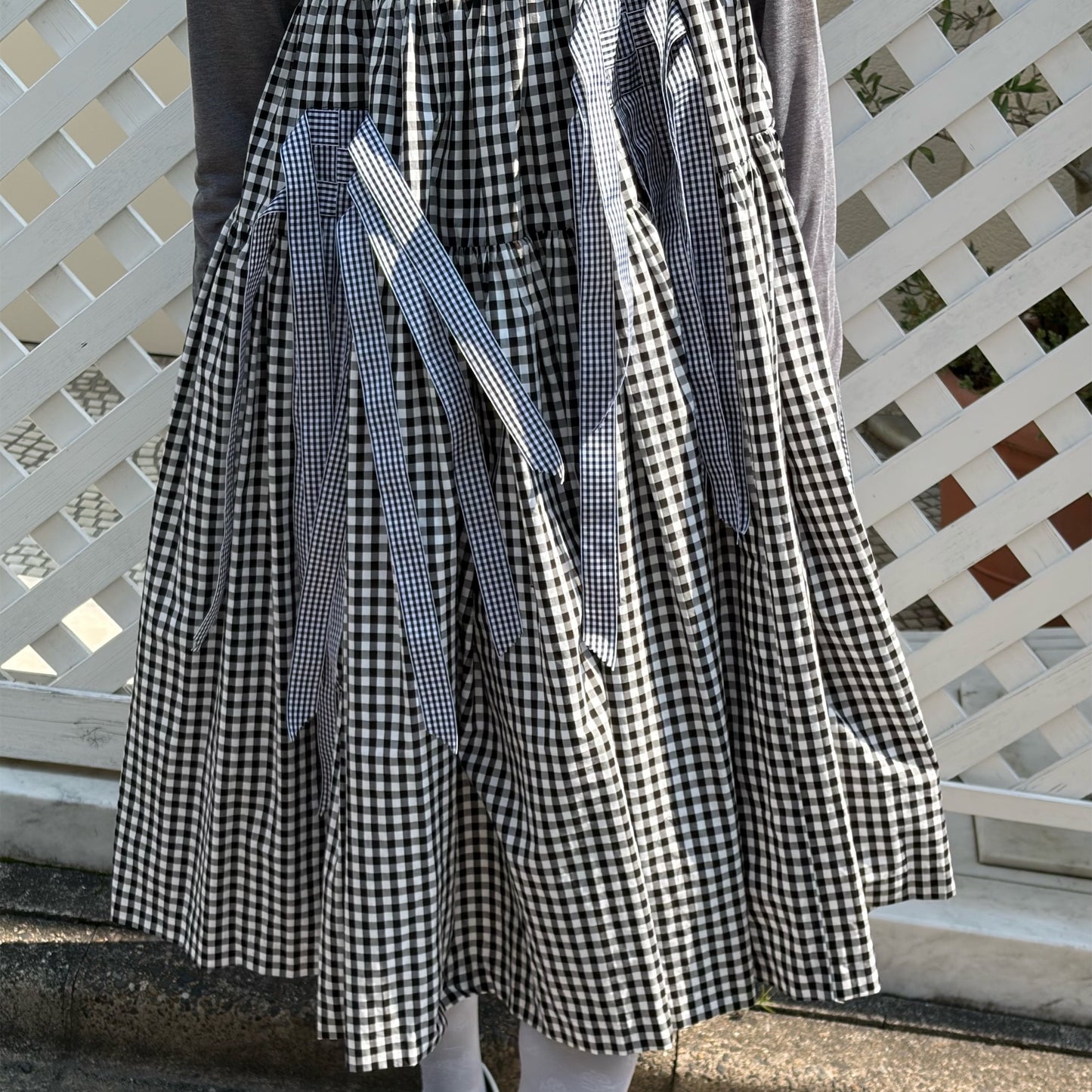 【SHEEP LIMITED】ribbon medley dress skirt / GINGHAM CHECK / リボンドレススカート
