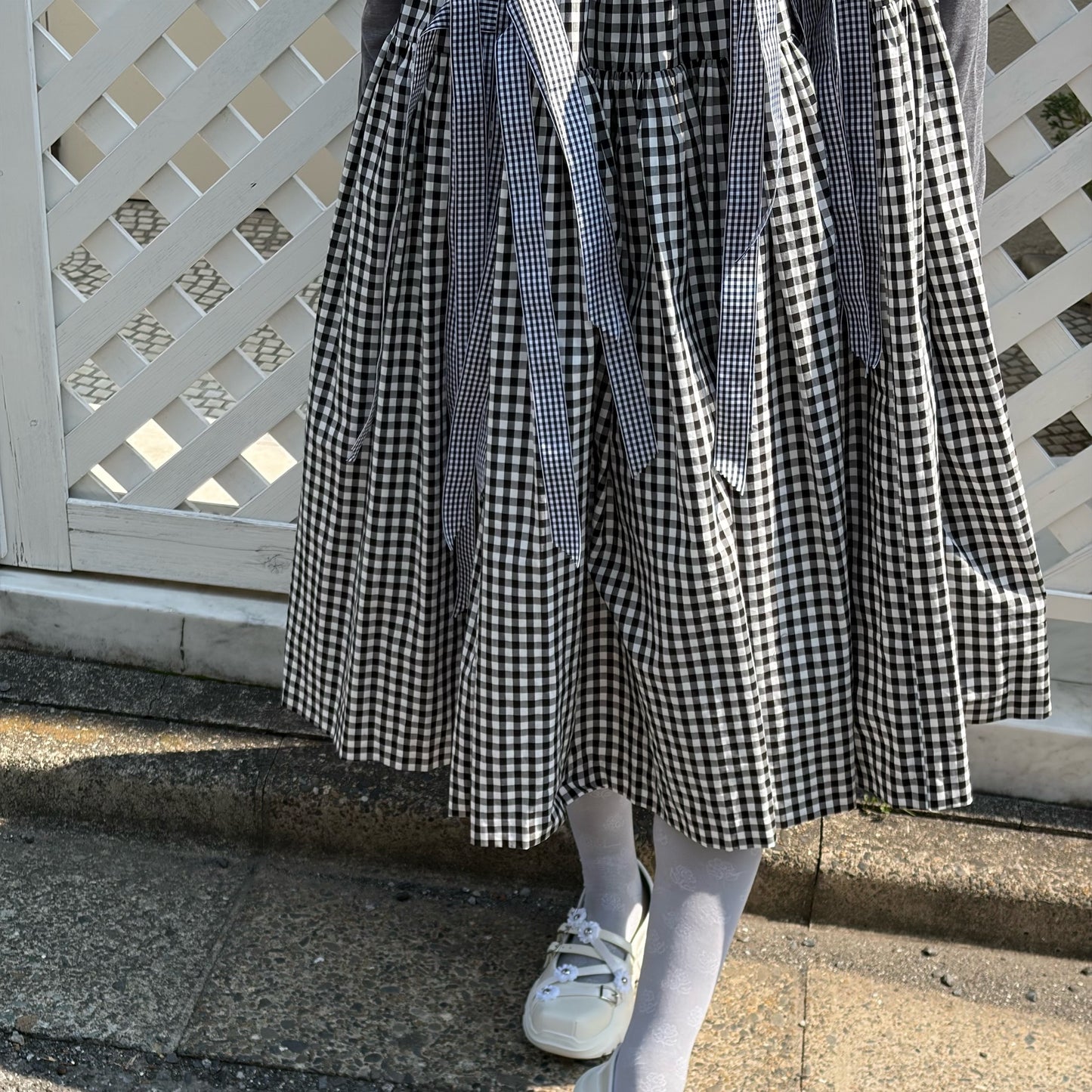 【SHEEP LIMITED】ribbon medley dress skirt / GINGHAM CHECK / リボンドレススカート