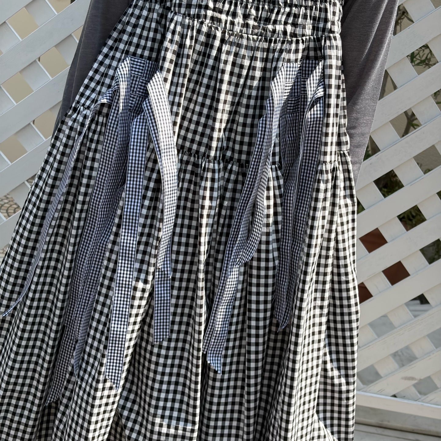 【SHEEP LIMITED】ribbon medley dress skirt / GINGHAM CHECK / リボンドレススカート