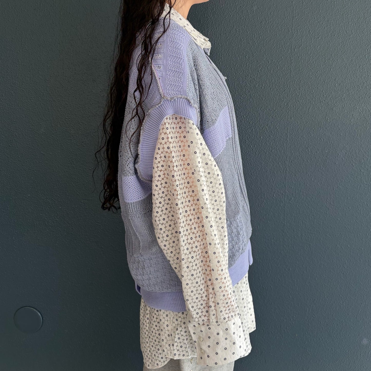 MIXED-KNIT VEST_REFLECTIVE RIB / BLUE / リフレクターニットベスト