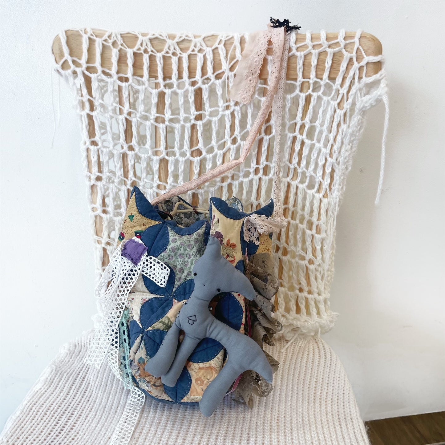 Patch work Bag+ / Blue / パッチワークポーチバッグ