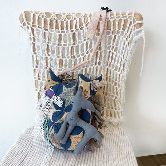 Patch work Bag+ / Blue / パッチワークポーチバッグ