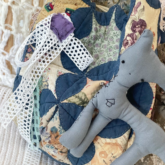 Patch work Bag+ / Blue / パッチワークポーチバッグ