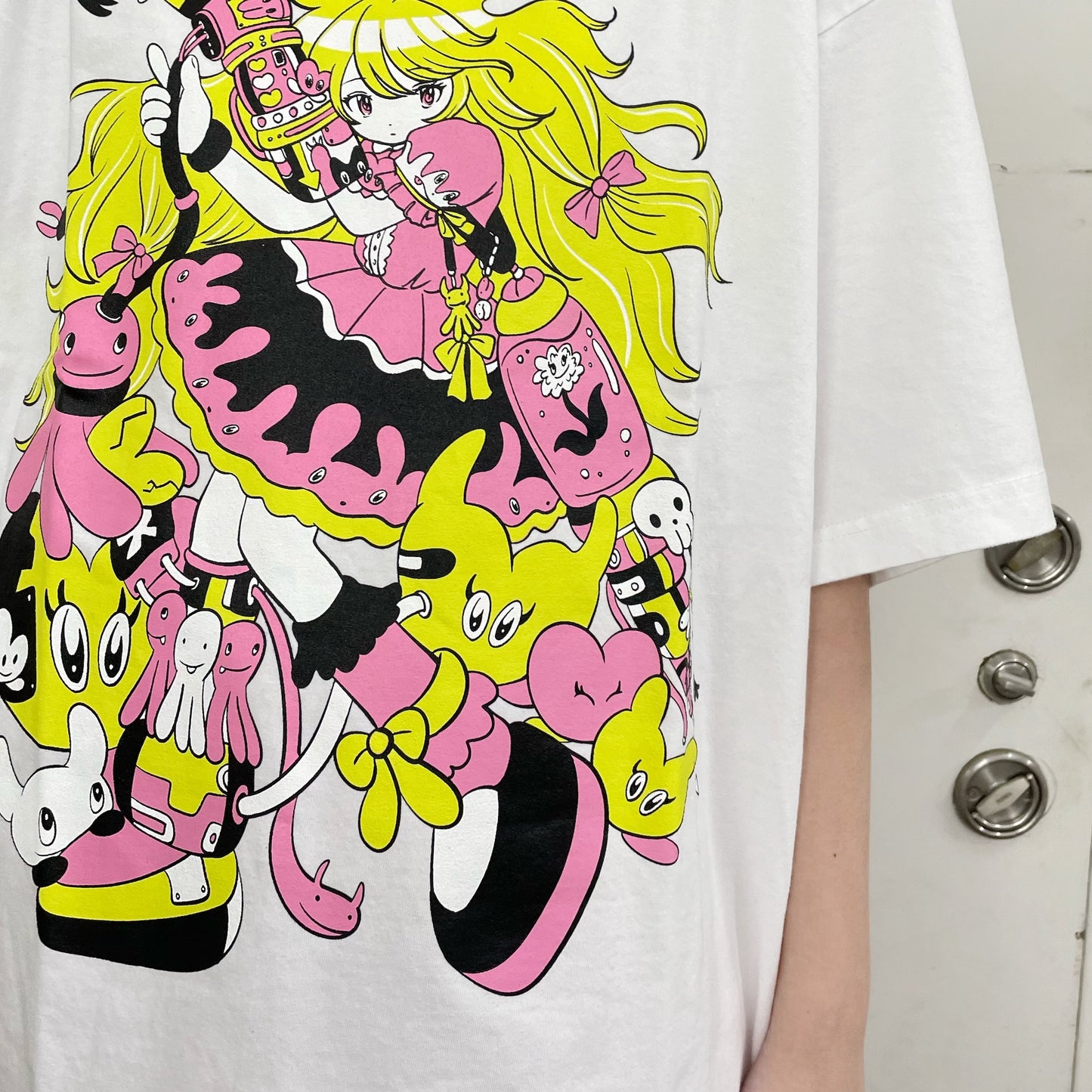 CYBER PUNK GIRL T-SHIRT BIOWASHED / WHITE / 田中かえコラボレーション