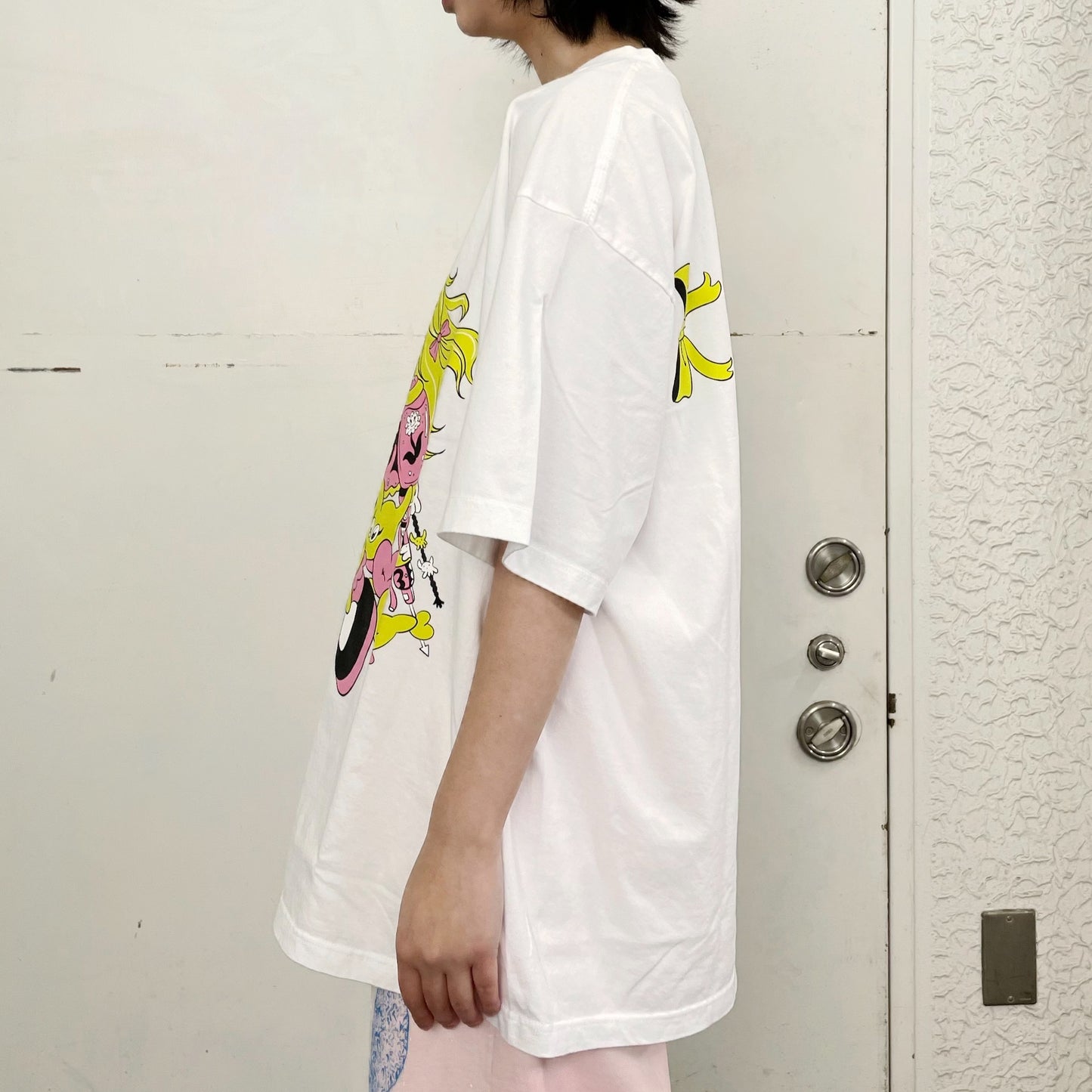 CYBER PUNK GIRL T-SHIRT BIOWASHED / WHITE / 田中かえコラボレーション