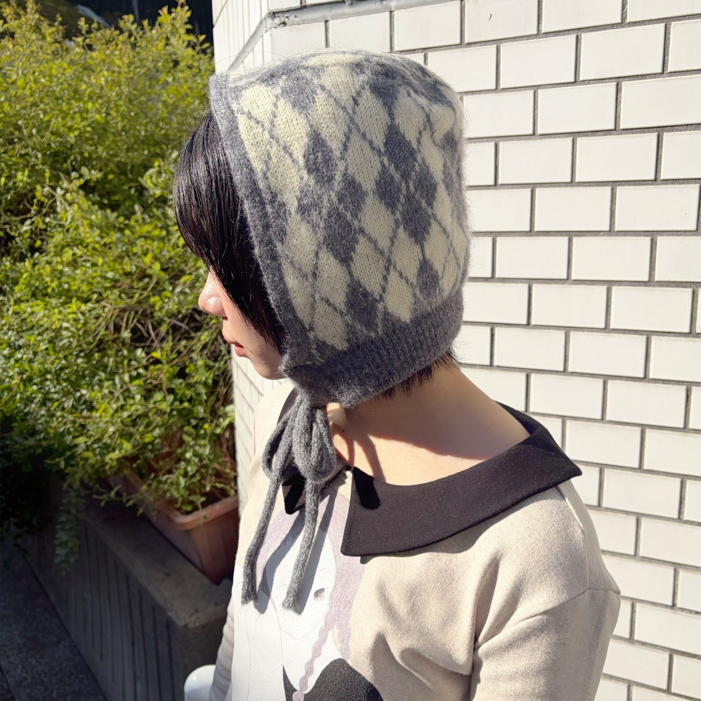 Ties Balaclavas / Grey & White / アーガイルバラクラバ