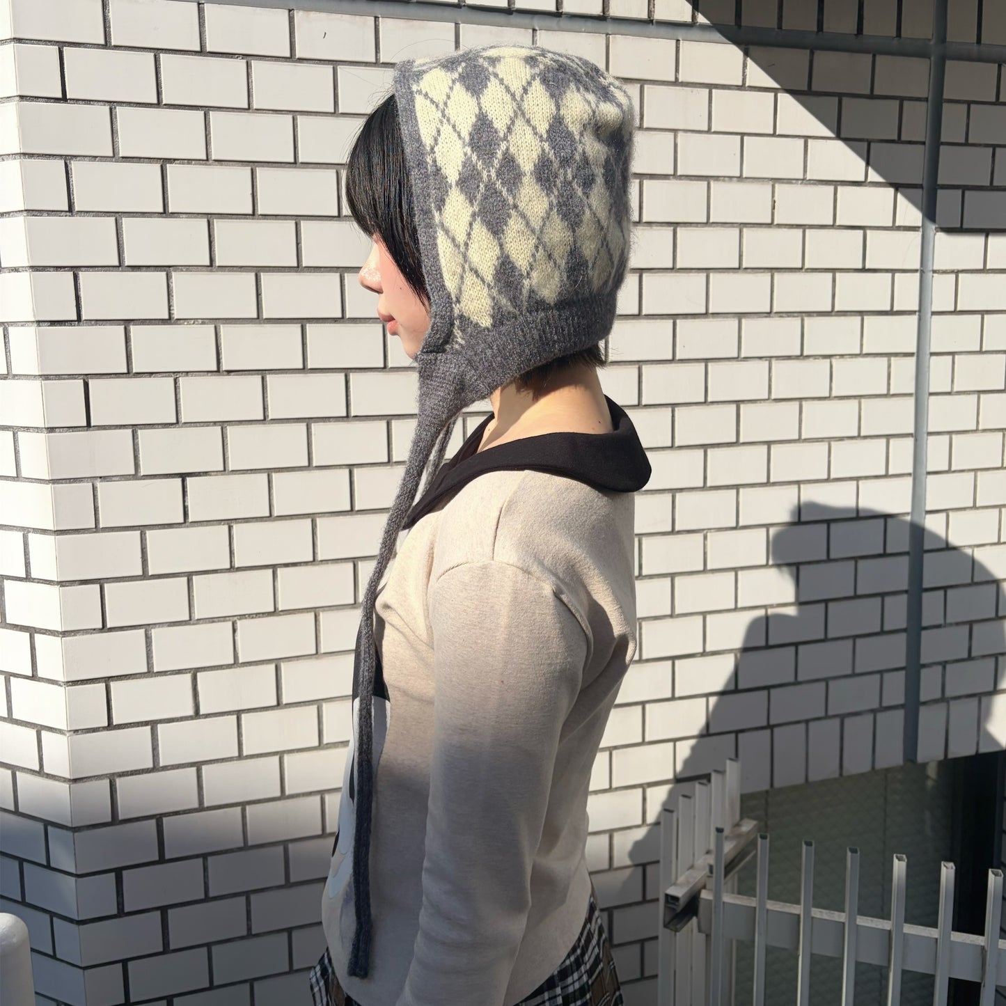 Ties Balaclavas / Grey & White / アーガイルバラクラバ