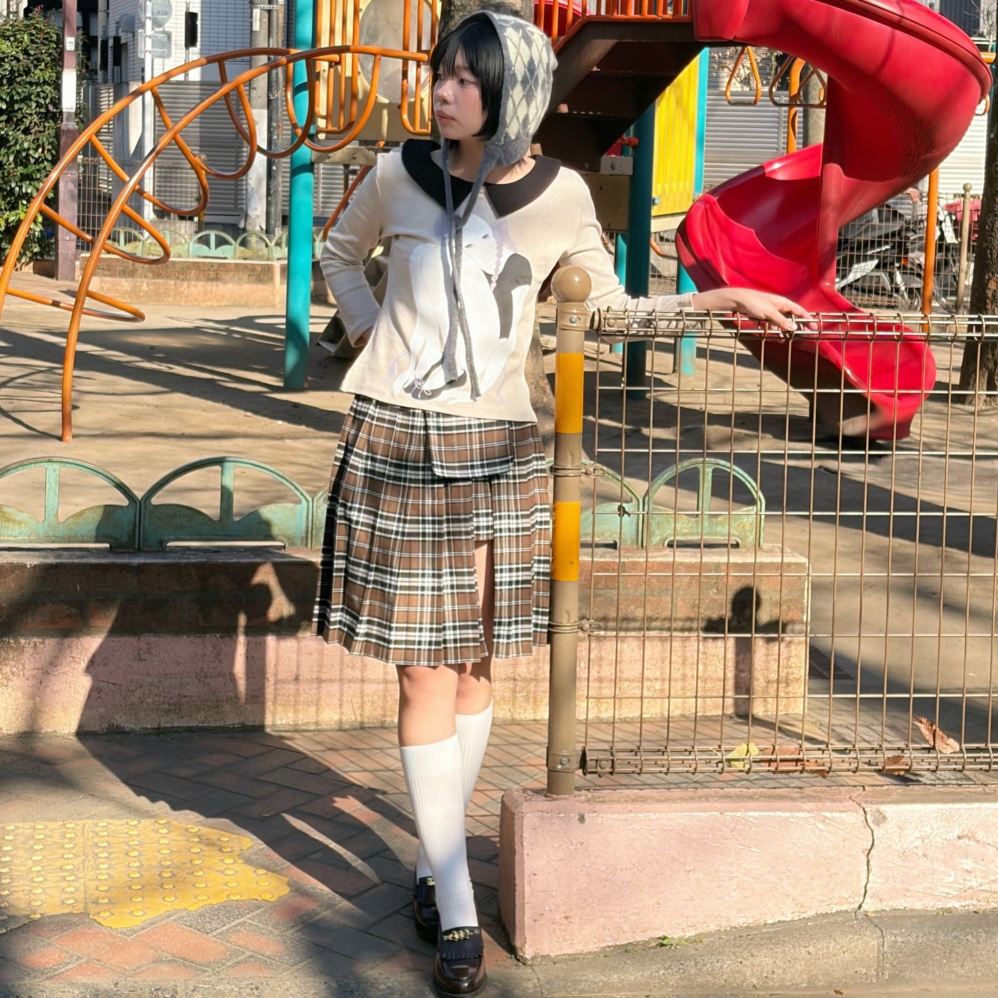 Ties Balaclavas / Grey & White / アーガイルバラクラバ
