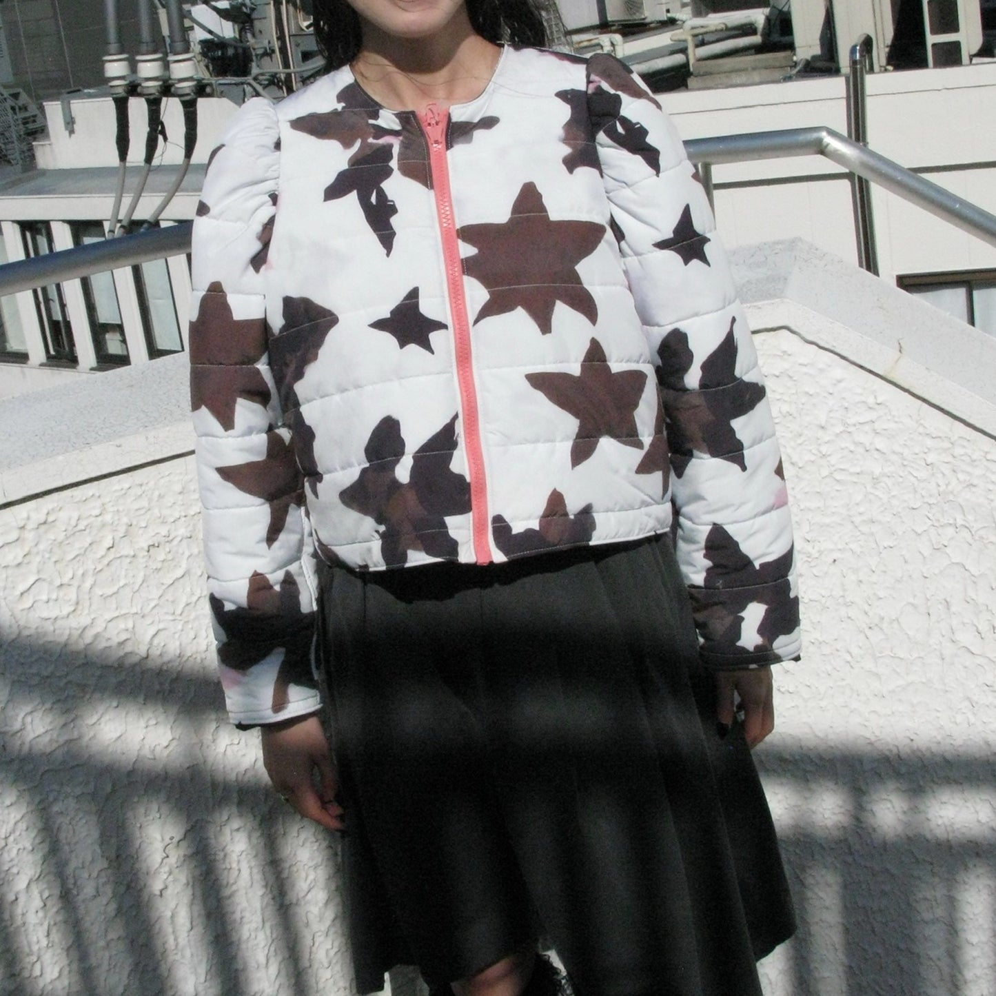 REVERSIBLE PUFFSLEEVE PADDING JACKET / STAR x PINK / リバーシブルパフスリーブ中綿ジャケット