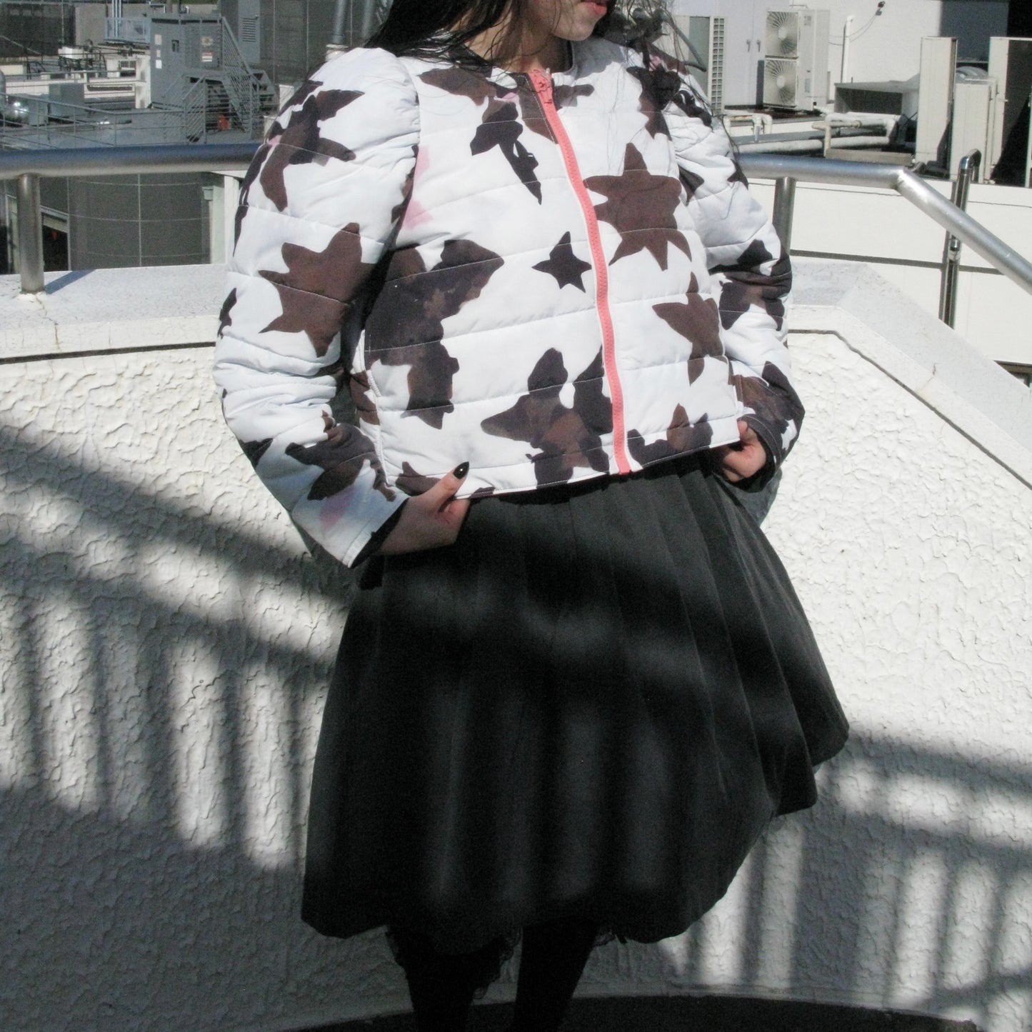 REVERSIBLE PUFFSLEEVE PADDING JACKET / STAR x PINK / リバーシブルパフスリーブ中綿ジャケット
